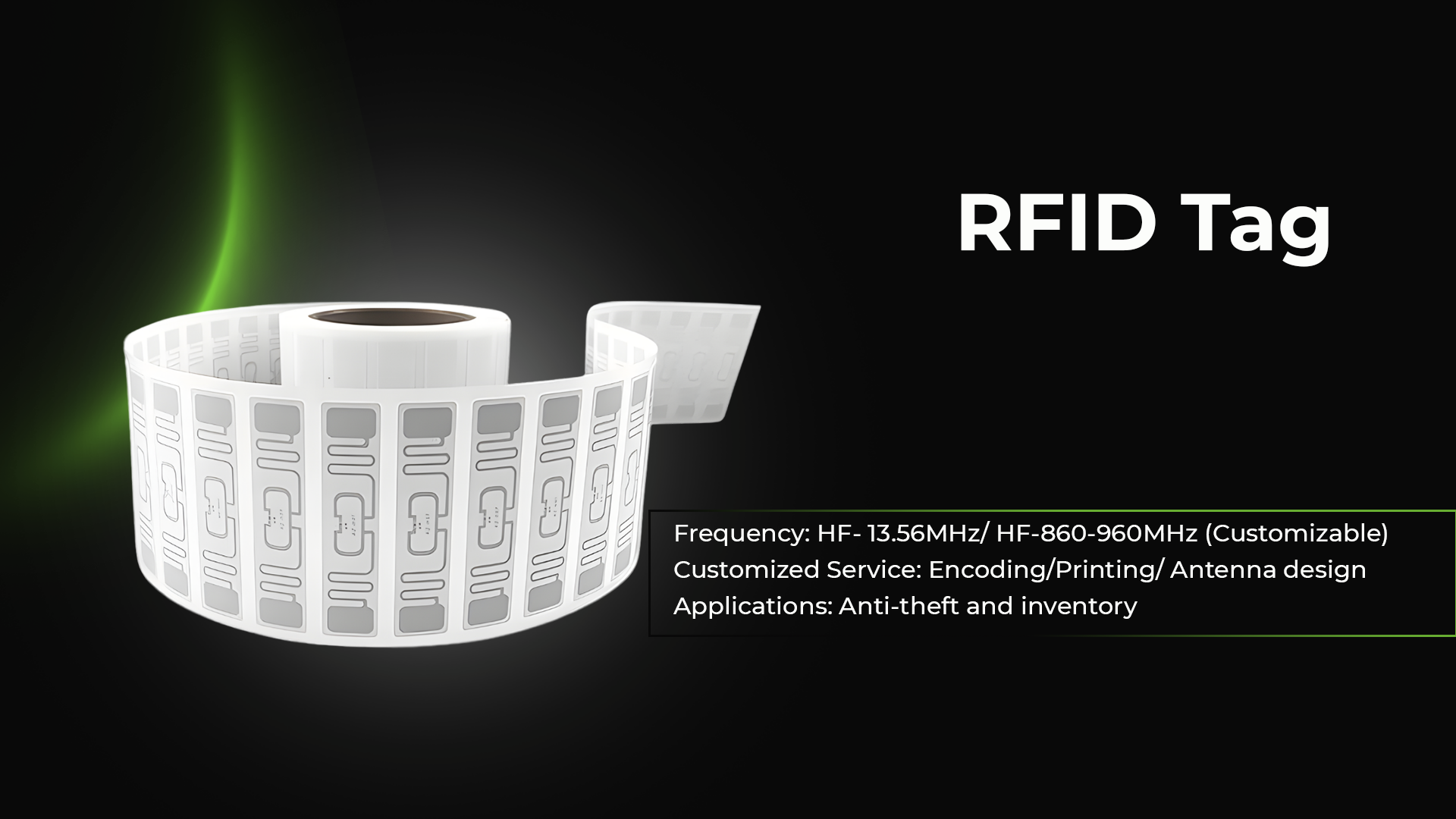 White RFID tag with specifications